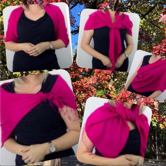 Goshmink  V. FRAAS Elegant Red Shawl, Wrap w/trendy fringe trim. Made in Germany - Picture 9 of 9